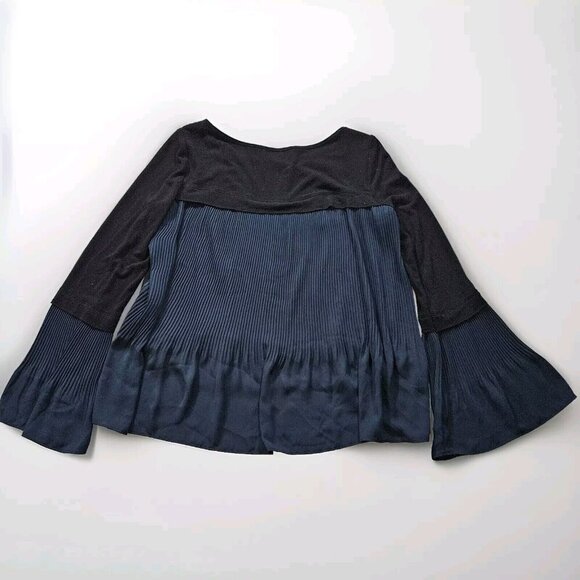 Bailey 44 Top Womens M Black Navy Pleated Layered LS Lagenlook Whimsigoth Fairy - Picture 16 of 16